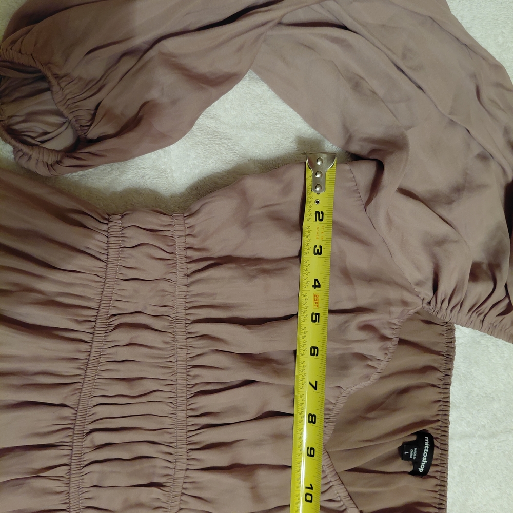 Mittoshop Mauve Long Bellowed Sleeves, Lined Maxi Dress, 12"Ruffle, Lg - Picture 6 of 7